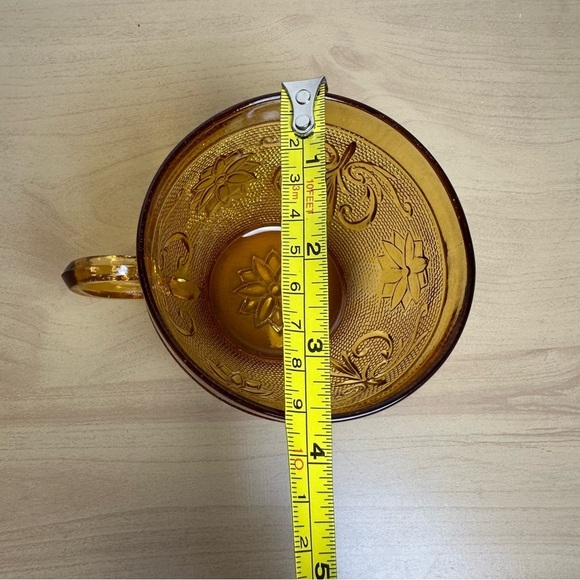 Vintage Indiana Glass Co Tiara Amber Sandwich Glassware Cups Set of 4 MCM - Picture 9 of 9